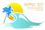 Sun, Sea and Palm Tree Card with Sample Text